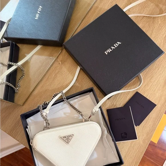 Prada White Mini Bag – Authentic – Perfect Condition – With Box & Cards - Picture 3 of 5
